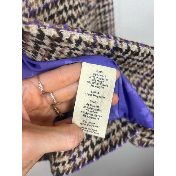 L'Agence NWT Tweed Wool Blend Houndstooth Blazer Tan Sz 4 Office Business Casual - Picture 8 of 9